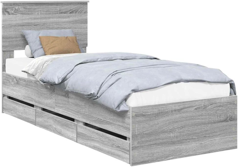 Lova Lovos rėmas Pilkas Sonoma 75 x 190 cm Inžinerinė mediena