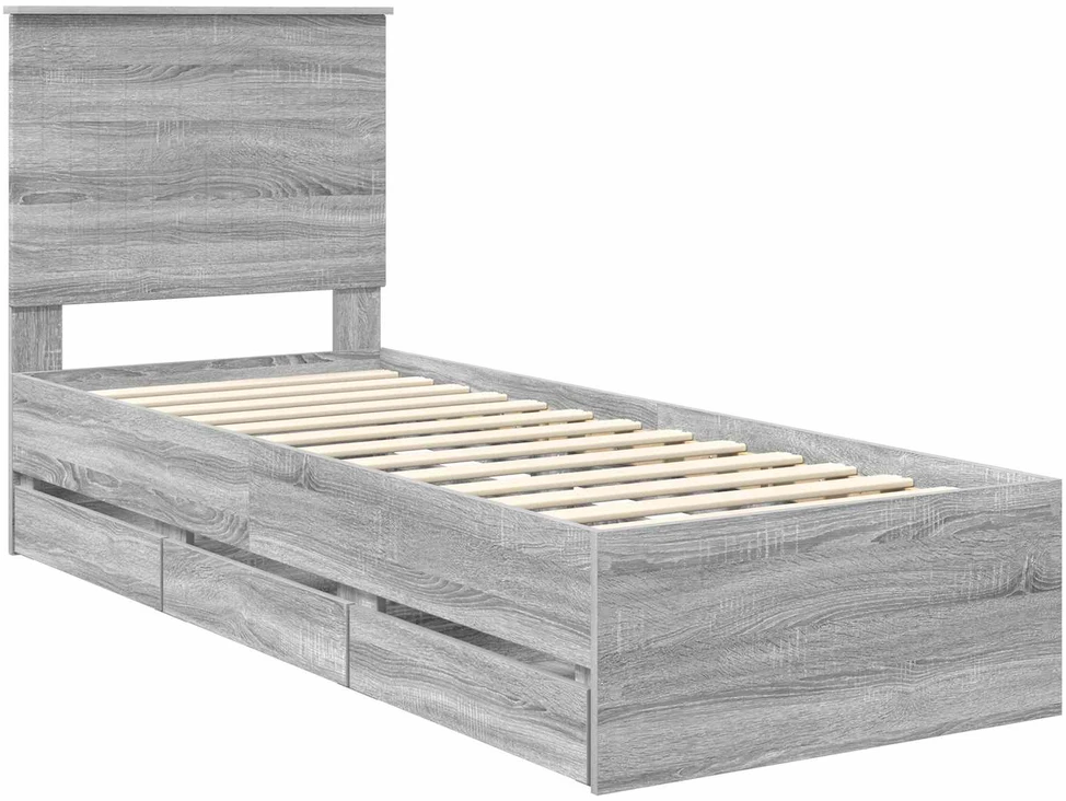 Lova Lovos rėmas Pilkas Sonoma 75 x 190 cm Inžinerinė mediena