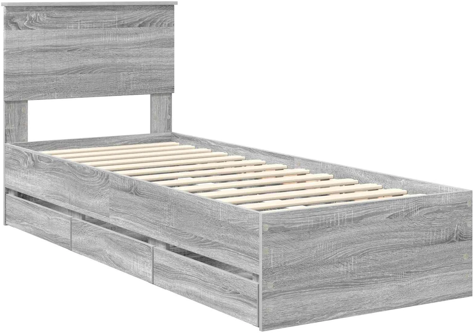 Lova Lovos rėmas Pilkas Sonoma 75 x 190 cm Inžinerinė mediena