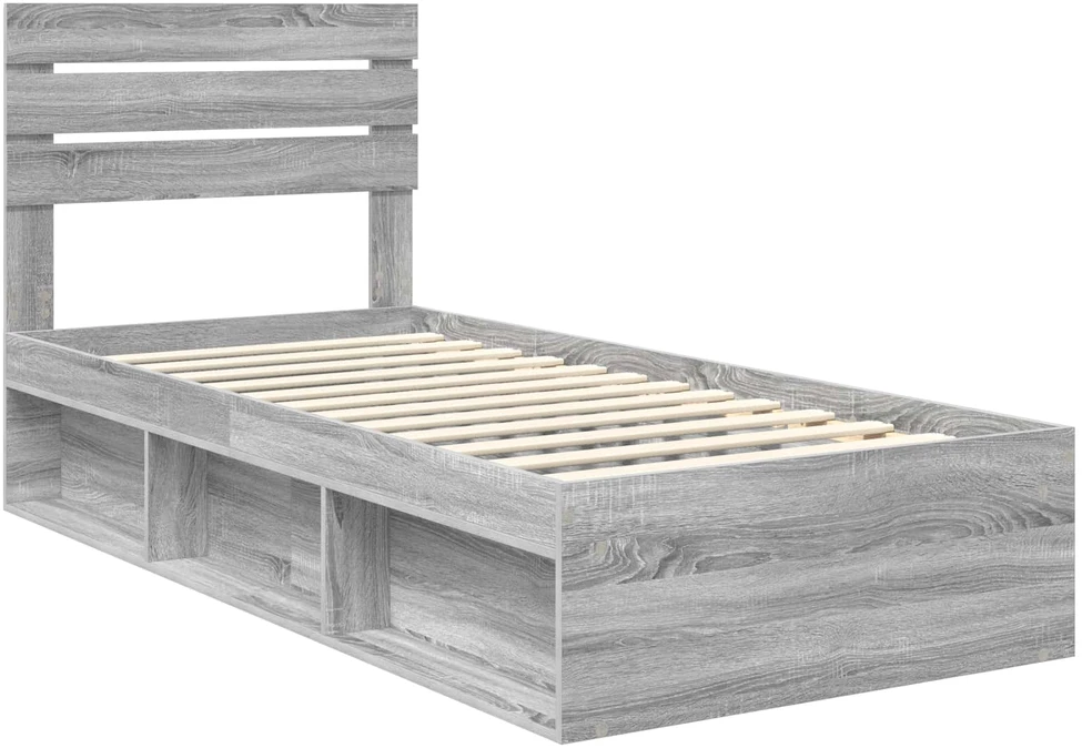 Lova Lovos rėmas Pilkas Sonoma 75 x 190 cm Kietos pušies mediena