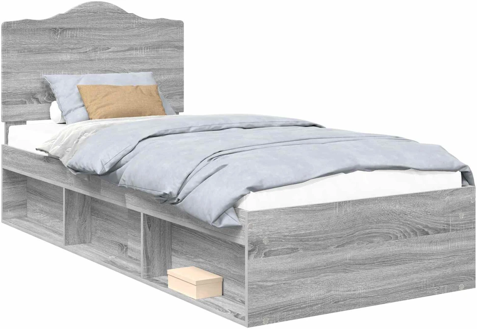 Lova Lovos rėmas Pilkas Sonoma 75 x 190 cm Kietos pušies mediena