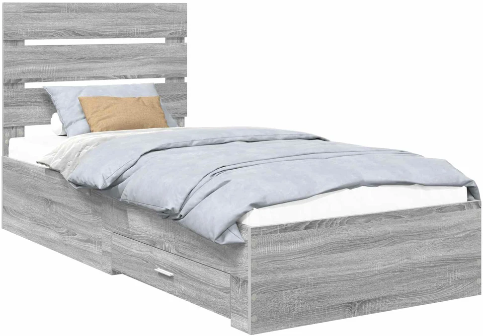 Lova Lovos rėmas Pilkas Sonoma 90 x 190 cm Apdirbta mediena