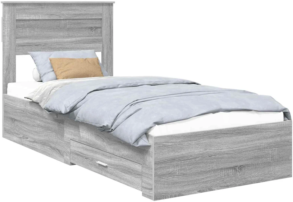 Lova Lovos rėmas Pilkas Sonoma 90 x 190 cm Apdirbta mediena