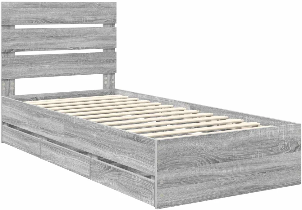 Lova Lovos rėmas Pilkas Sonoma 90 x 190 cm Inžinerinė mediena