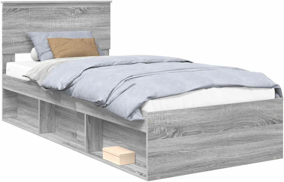 Lova Lovos rėmas Pilkas Sonoma 90 x 190 cm Kietos pušies mediena