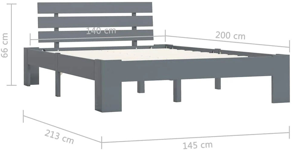 Lovos rėmas, pilkos sp., 140x200 cm, pušies medienos masyvas