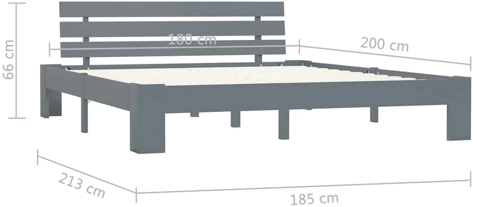 Lovos rėmas, pilkos sp., 180x200 cm, pušies medienos masyvas