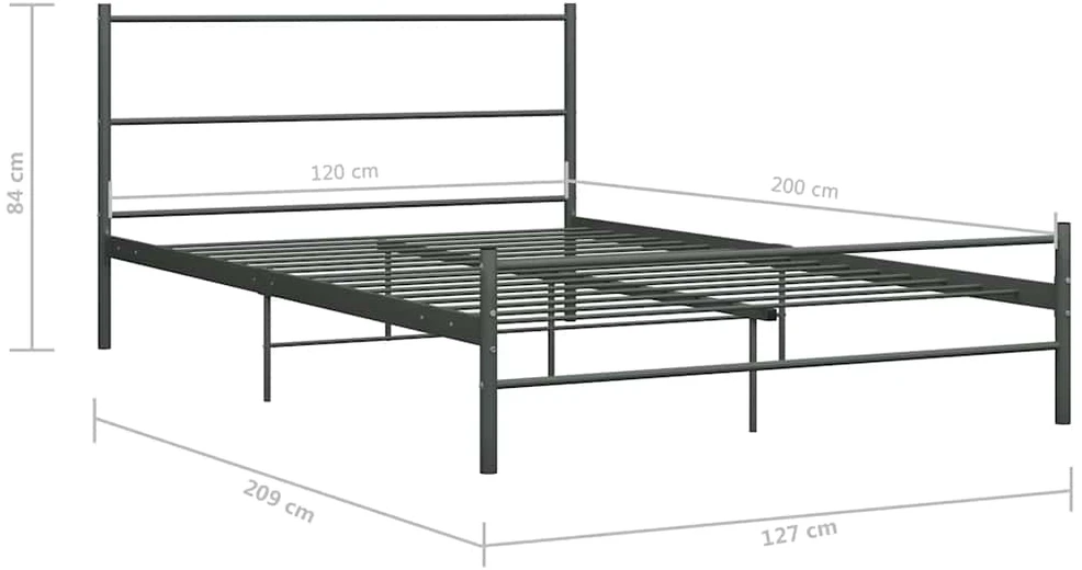 Lovos rėmas, pilkos spalvos, 120x200cm, metalas
