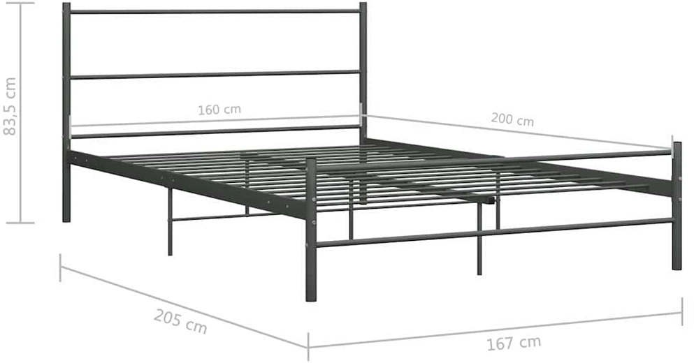 Lovos rėmas, pilkos spalvos, 160x200cm, metalas