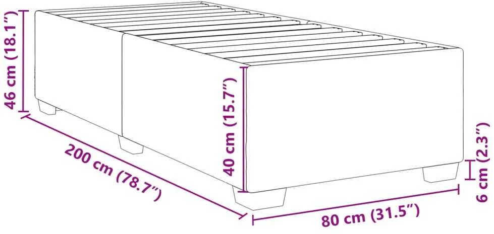 Lovos rėmas, pilkos spalvos, 80x200cm, dirbtinė oda