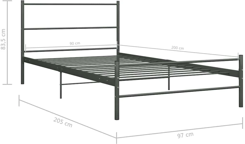 Lovos rėmas, pilkos spalvos, 90x200cm, metalas