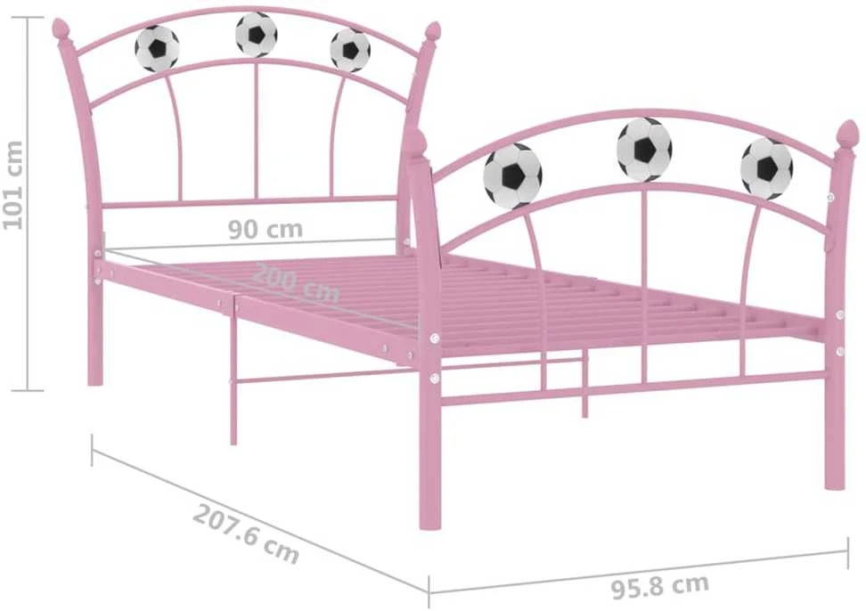 Lovos rėmas, rožinis, 90x200cm, metalas, futbolo dizaino