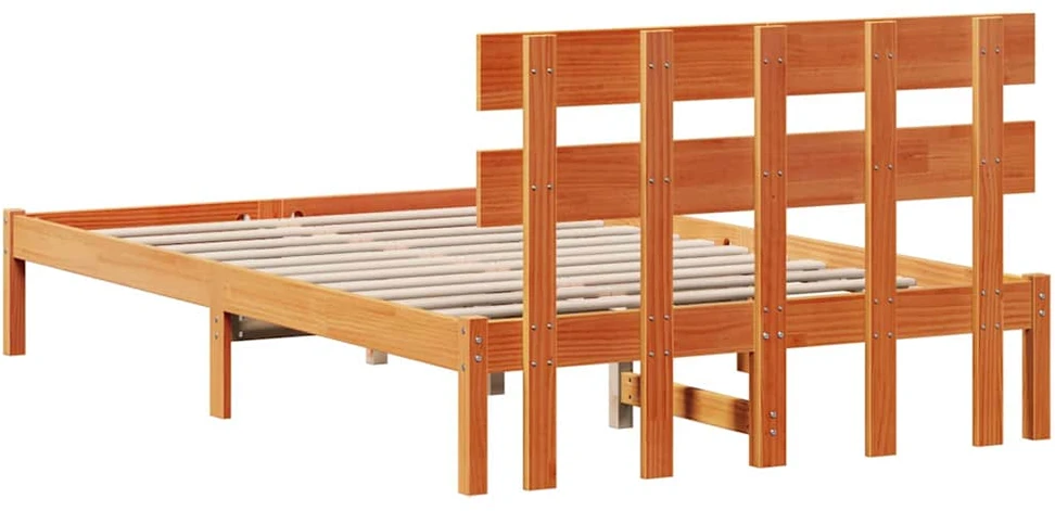 Lova Lovos rėmas Ruda 135 x 190 cm Pušies medienos masyvas