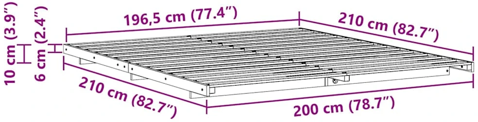 Lova Lovos rėmas Ruda 200 x 210 cm Kietos pušies mediena