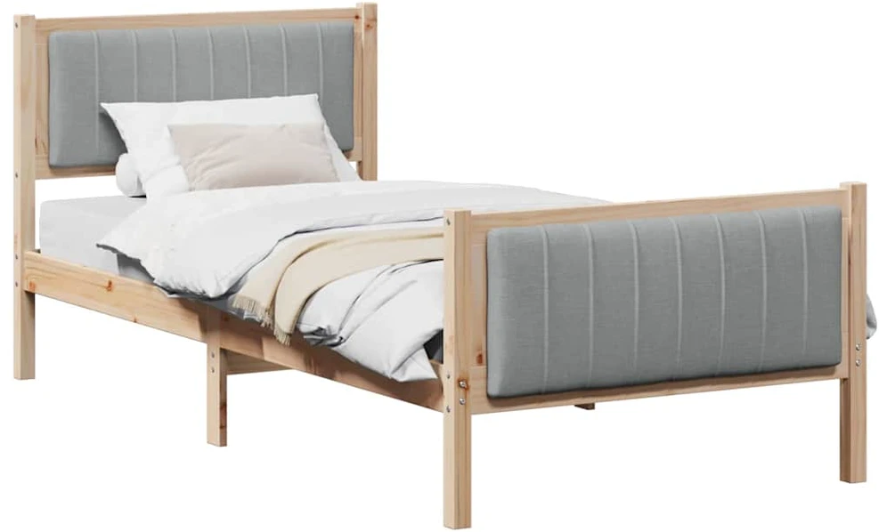 Lova Lovos rėmas Ruda ir šviesiai pilka 90 x 190 cm Pušies masyvas
