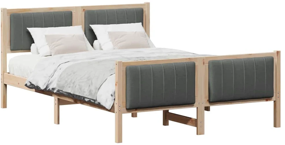 Lova Lovos rėmas ruda ir tamsiai pilka 135 x 190 cm Pušies masyvas