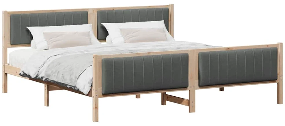 Lovos rėmas ruda ir tamsiai pilka 200 x 200 cm Pušies masyvas