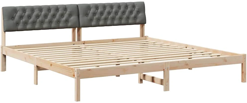 Lovos rėmas ruda ir tamsiai pilka 200 x 200 cm Pušies masyvas