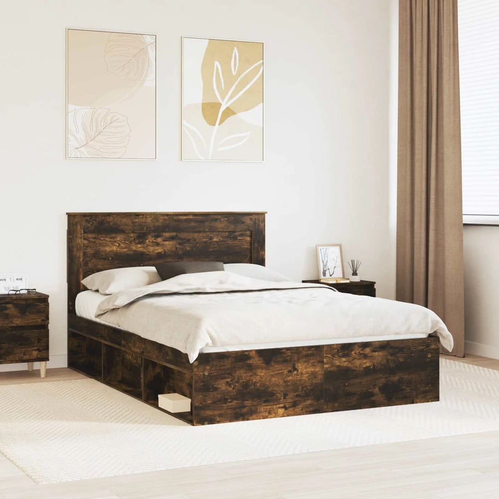 Lovos rėmas Rūkyta ąžuolas 150 x 200 cm Kietos pušies mediena