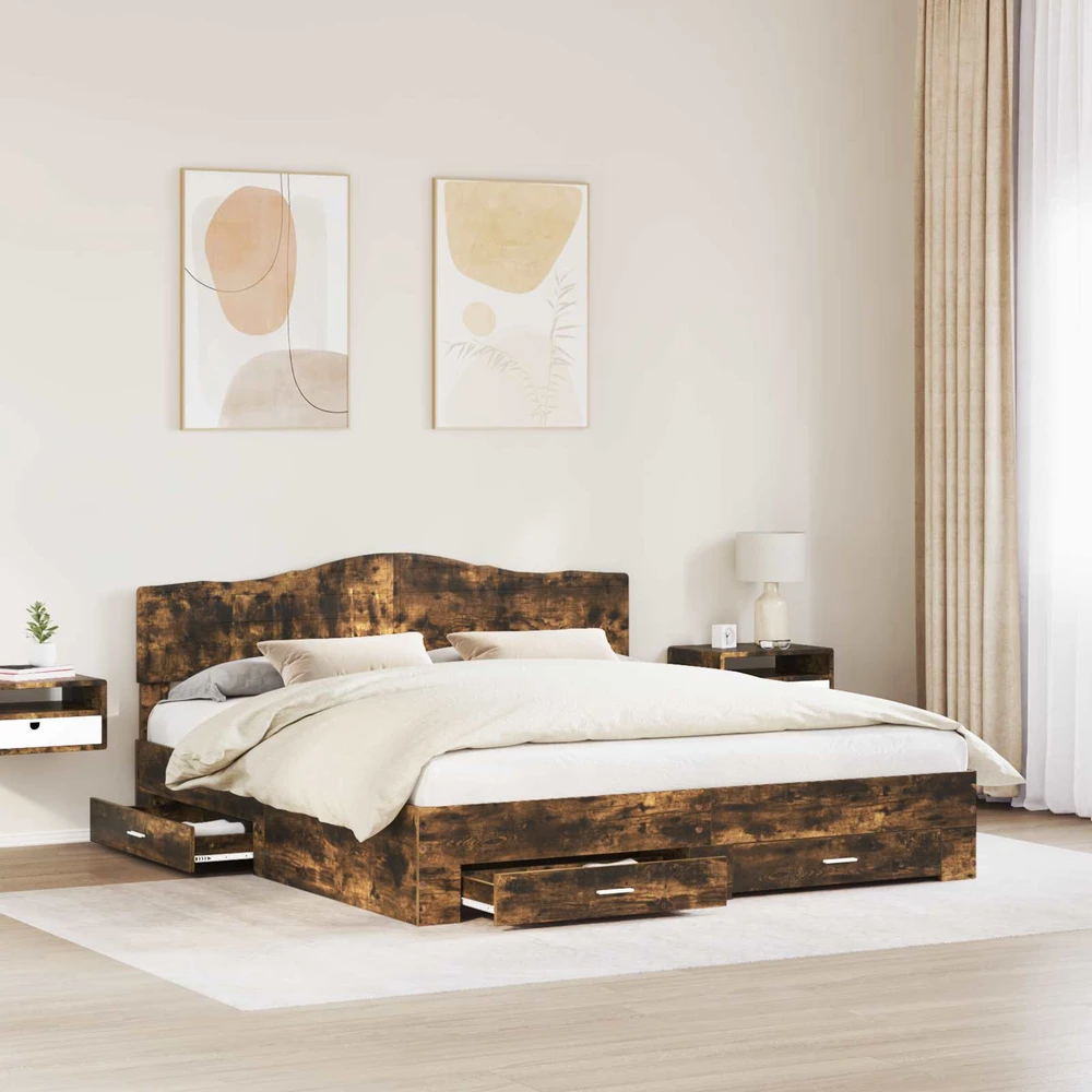 Lovos rėmas Rūkyta ąžuolas 200 x 200 cm Apdirbta mediena