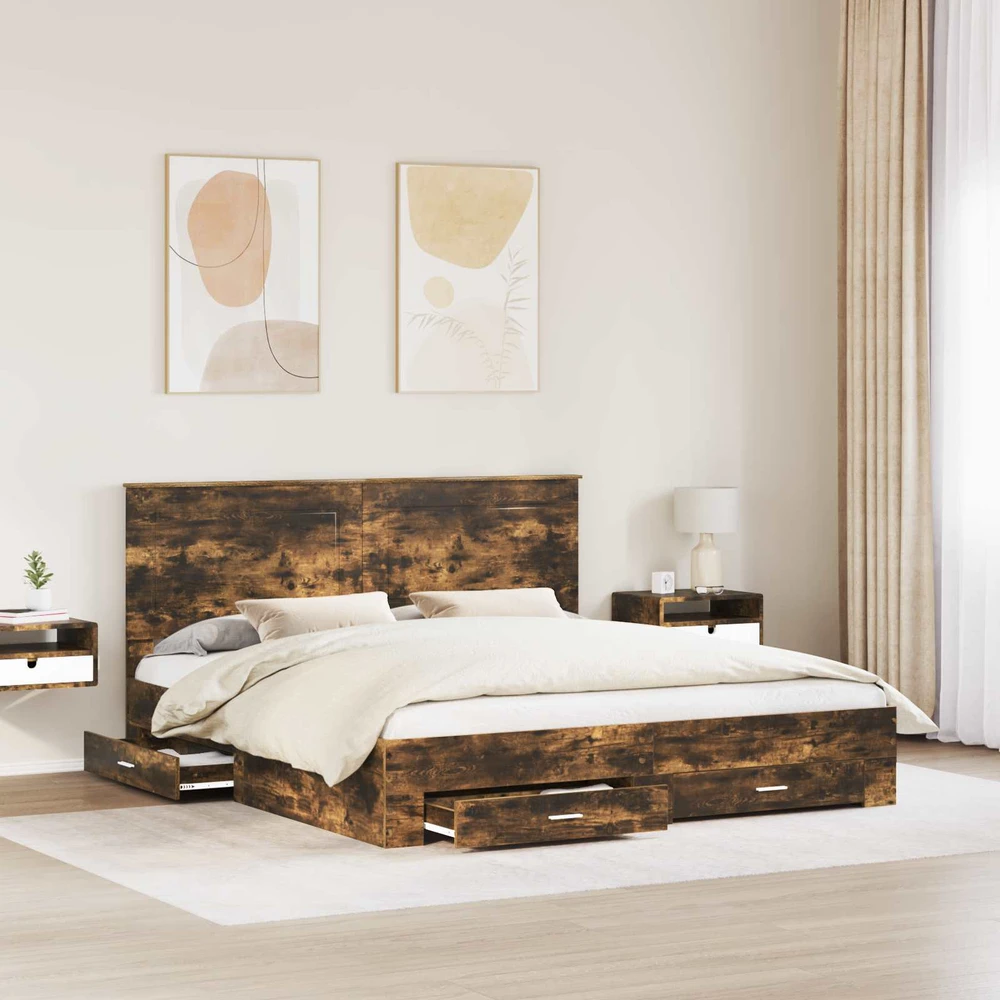 Lovos rėmas Rūkyta ąžuolas 200 x 200 cm Apdirbta mediena
