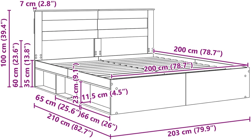 Lovos rėmas Rūkyta ąžuolas 200 x 200 cm Kietos pušies mediena