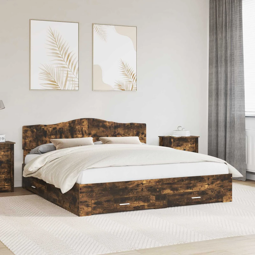 Lovos rėmas Rūkyta ąžuolas 200 x 200 cm Apdirbta mediena