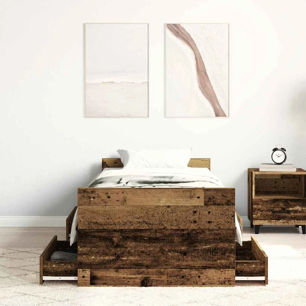 Lova Lovos rėmas Senovinis medis 193 x 78 x 50 cm Apdirbta mediena