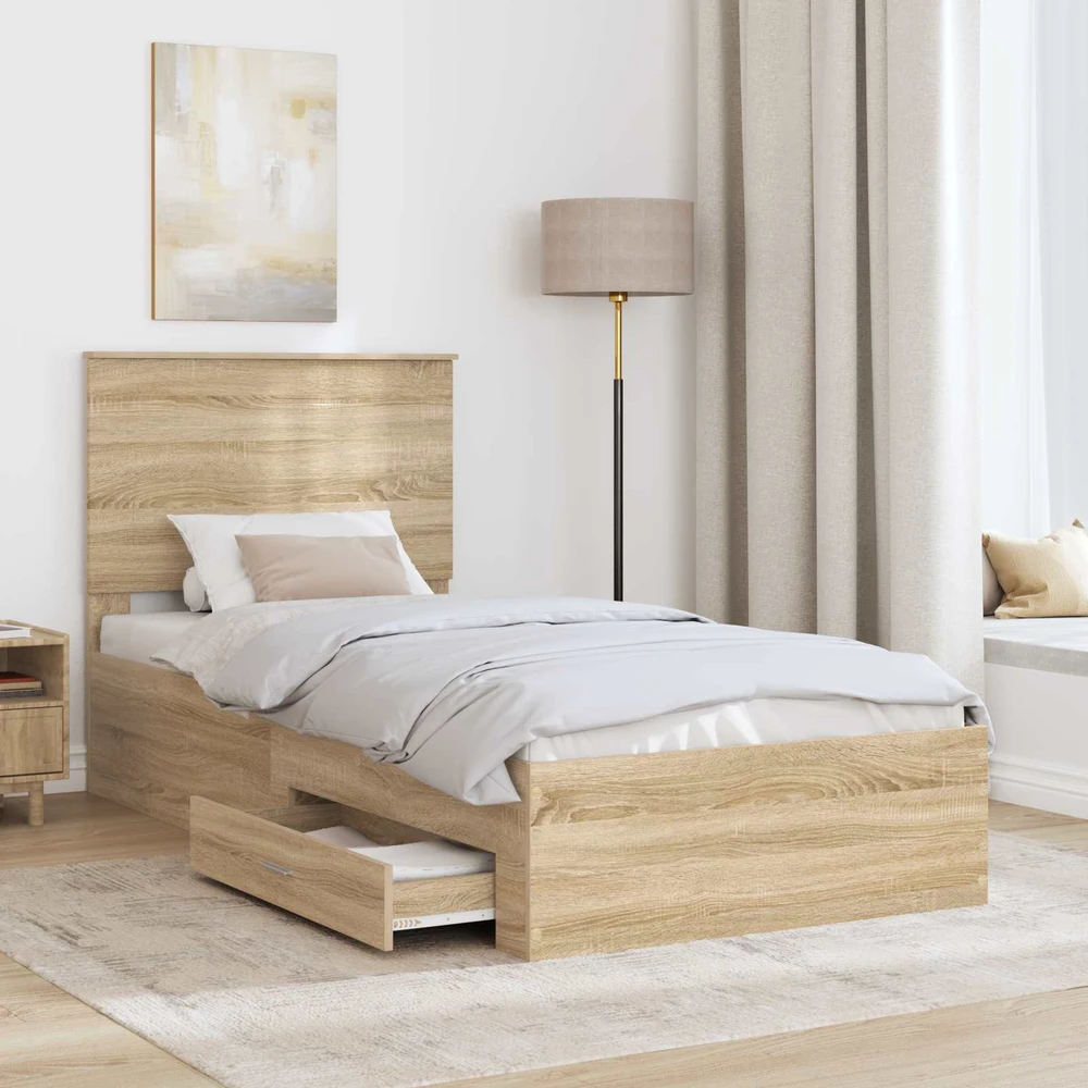 Lova Lovos rėmas Sonoma ąžuolas 100 x 200 cm Apdirbta mediena