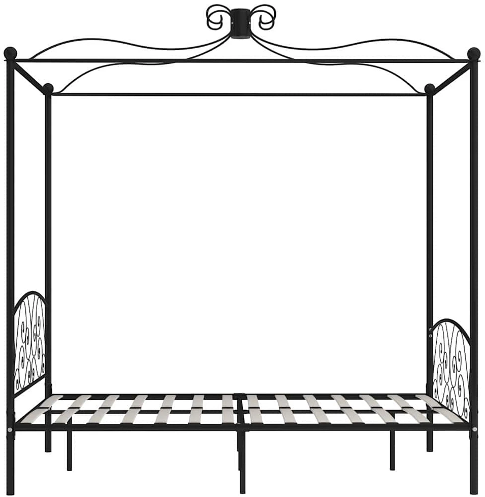 Lovos rėmas su baldakimu, juodos spalvos, 120x200cm, metalas