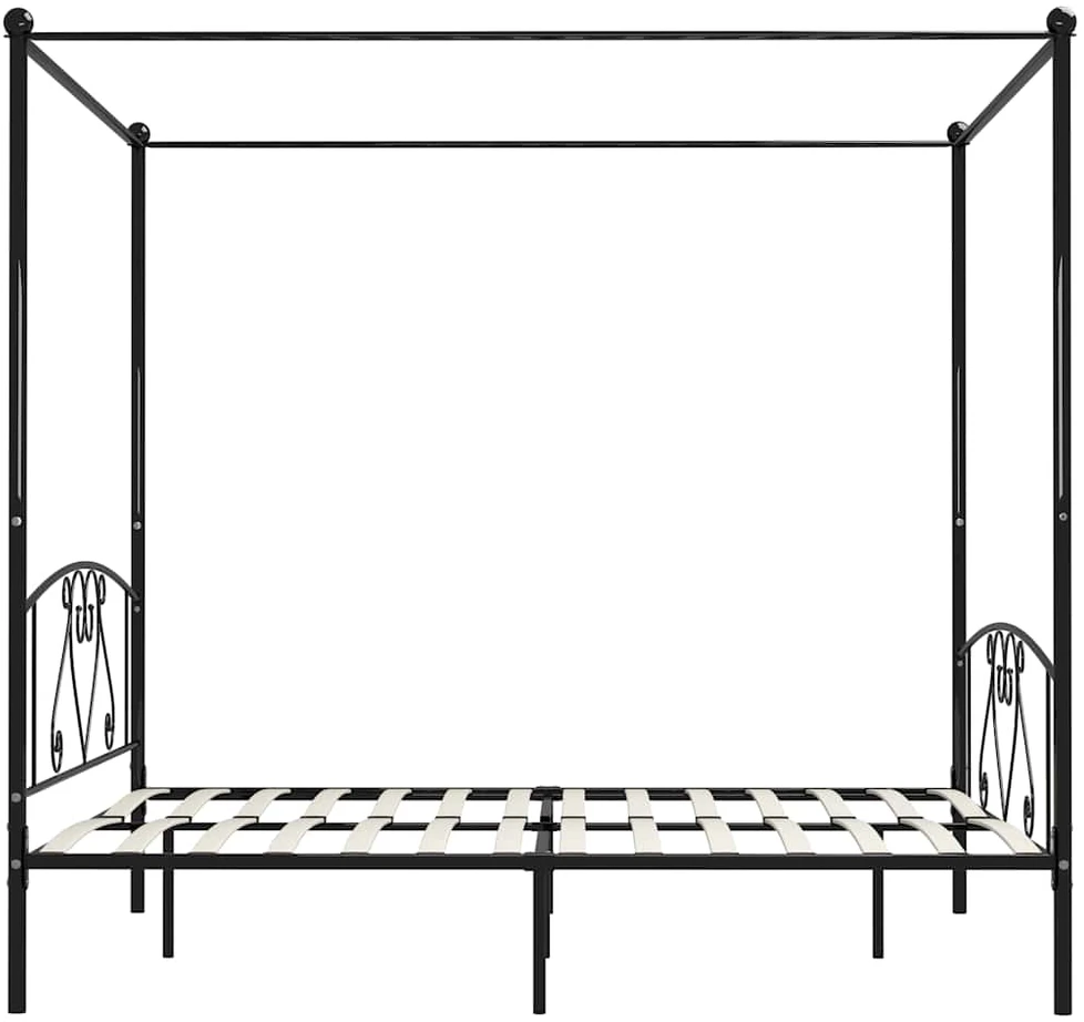 Lovos rėmas su baldakimu, juodos spalvos, 200x200cm, metalas
