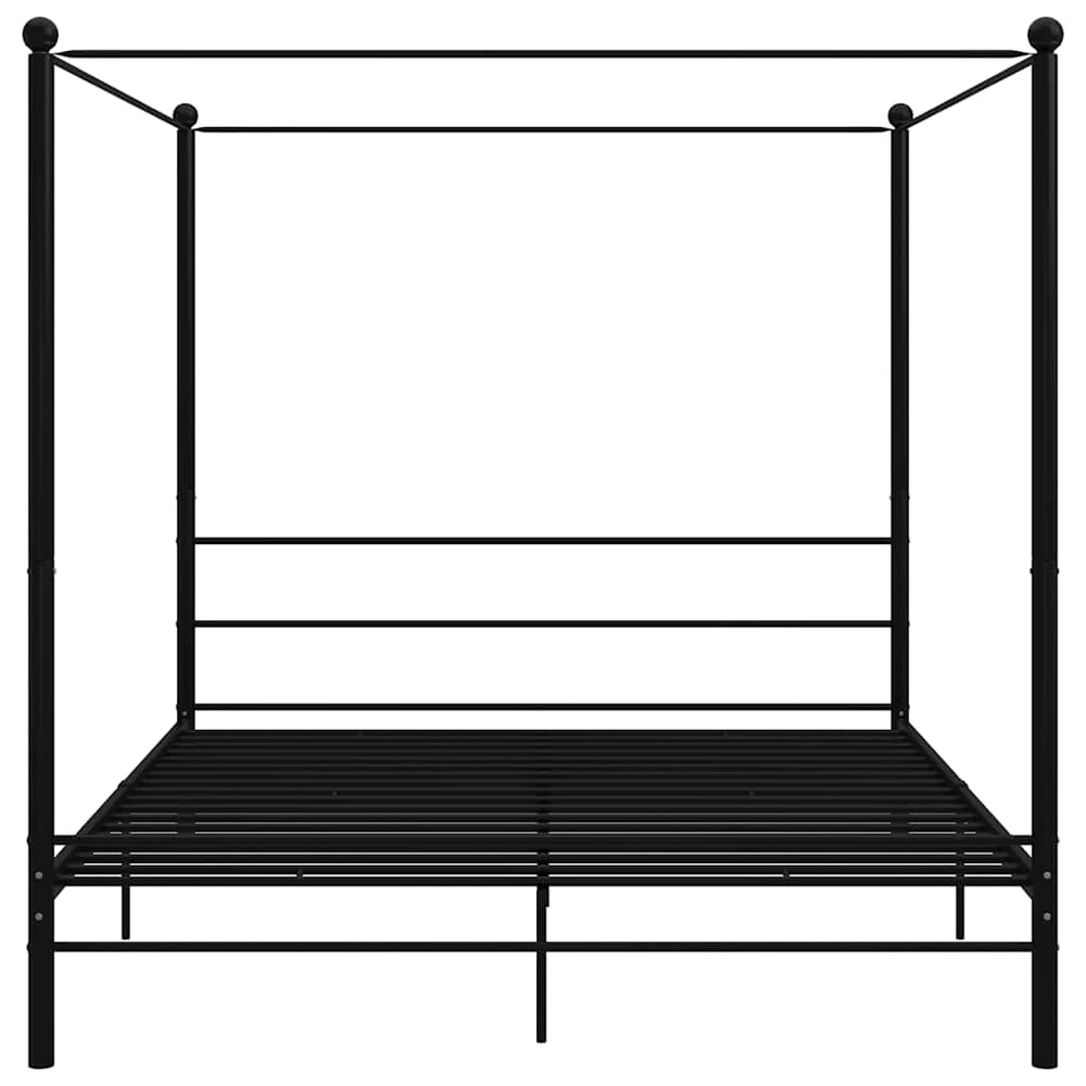 Lovos rėmas su baldakimu, juodos spalvos, 200x200cm, metalas