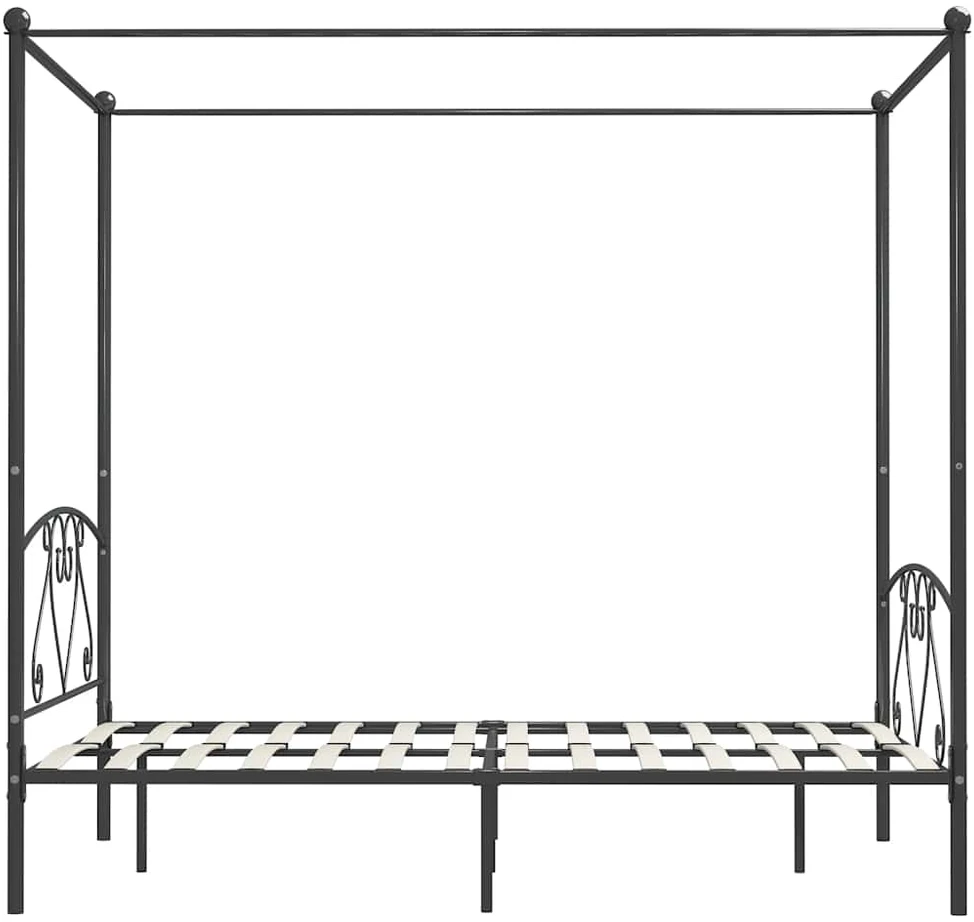 Lovos rėmas su baldakimu, pilkos spalvos, 160x200cm, metalas