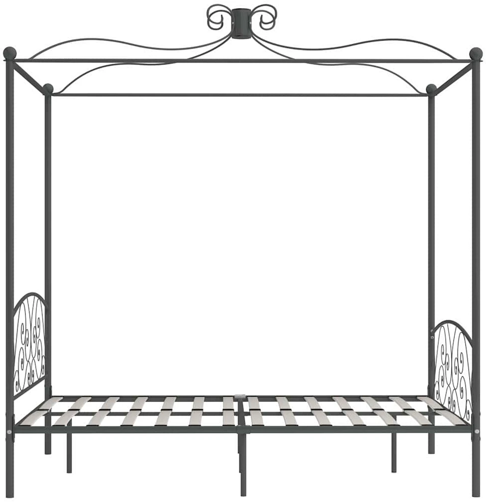 Lovos rėmas su baldakimu, pilkos spalvos, 120x200cm, metalas