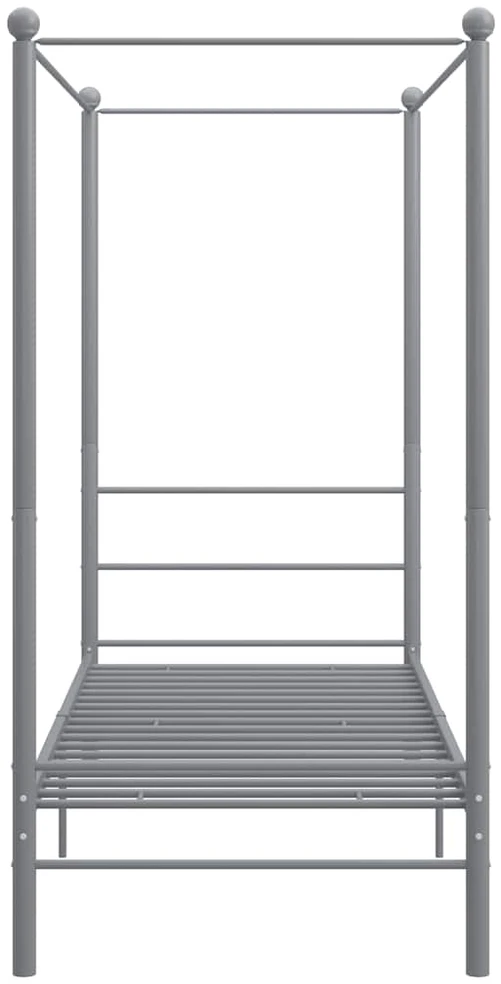 Lovos rėmas su baldakimu, pilkos spalvos, 90x200cm, metalas