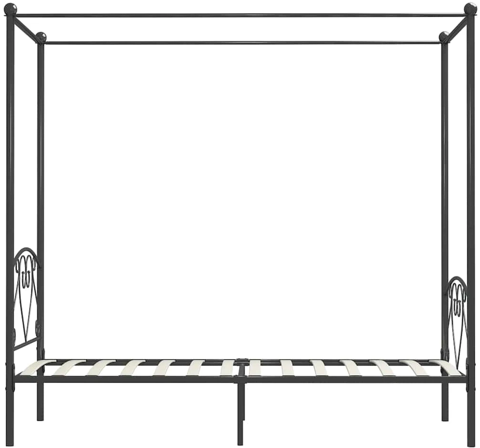 Lovos rėmas su baldakimu, pilkos spalvos, 100x200cm, metalas