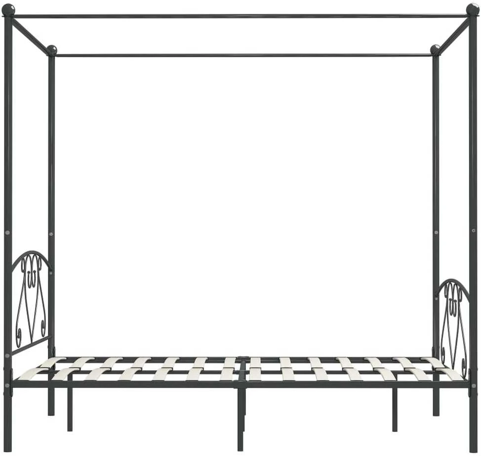 Lovos rėmas su baldakimu, pilkos spalvos, 160x200cm, metalas