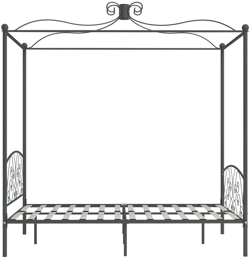 Lovos rėmas su baldakimu, pilkos spalvos, 140x200cm, metalas