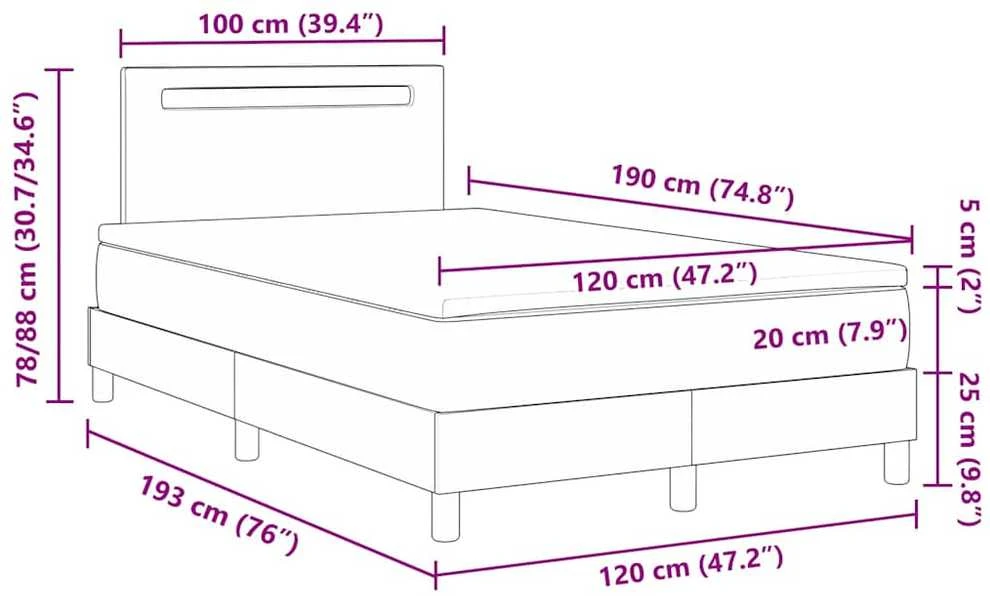 Kiemas lova su LED juostelėmis Balta 120 x 190 cm Dirbtinė oda