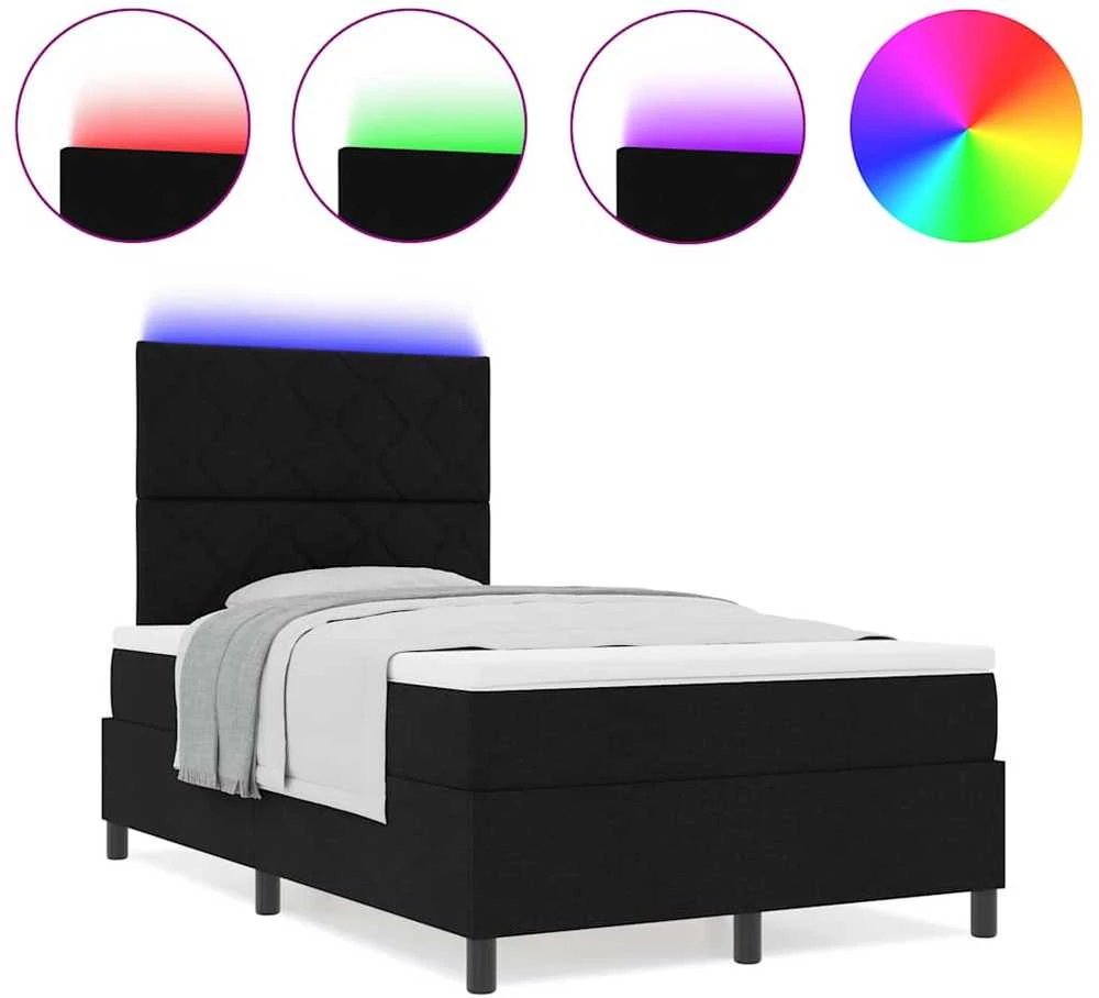 Kiemas lova su LED juostelėmis Juoda 120 x 190 cm audinys