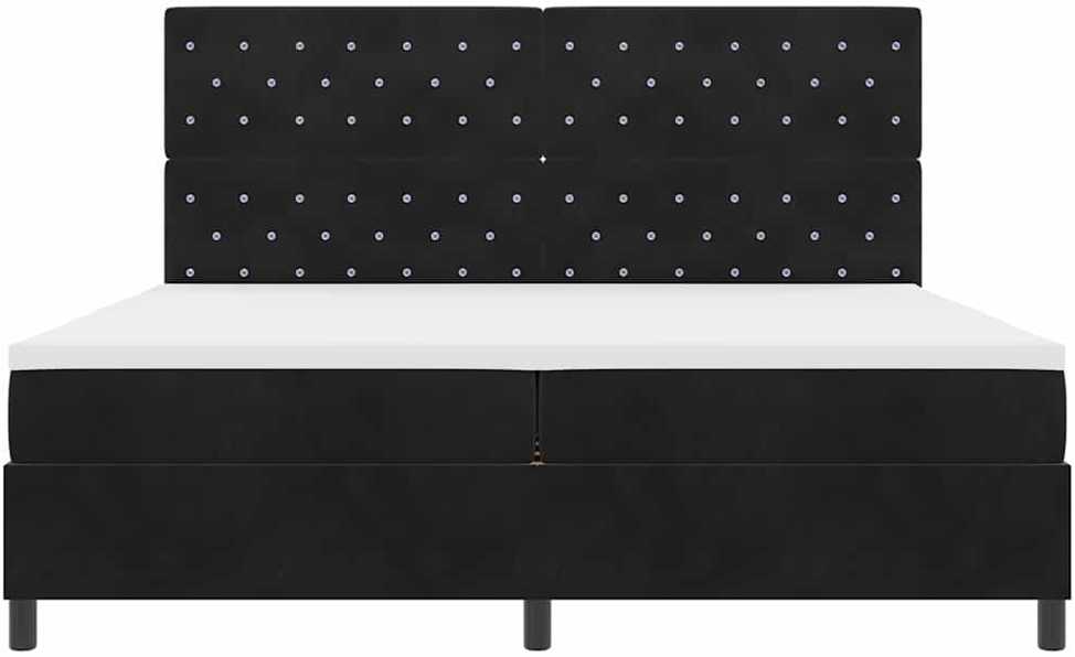 LED Čiužinio Lova su čiužiniu Juodas 200 x 200 cm Aksomas