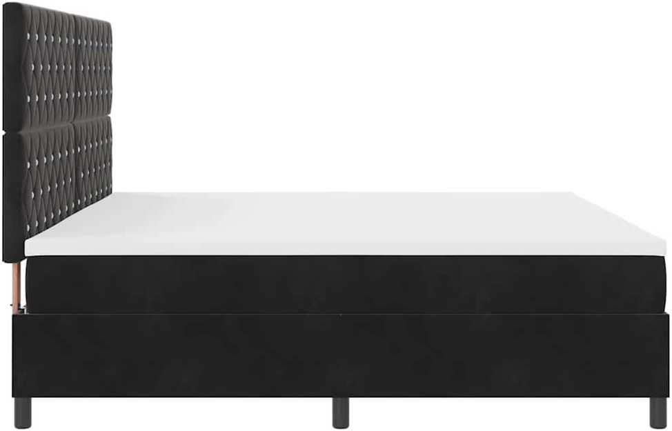 LED Čiužinio Lova su čiužiniu Juodas 200 x 200 cm Aksomas