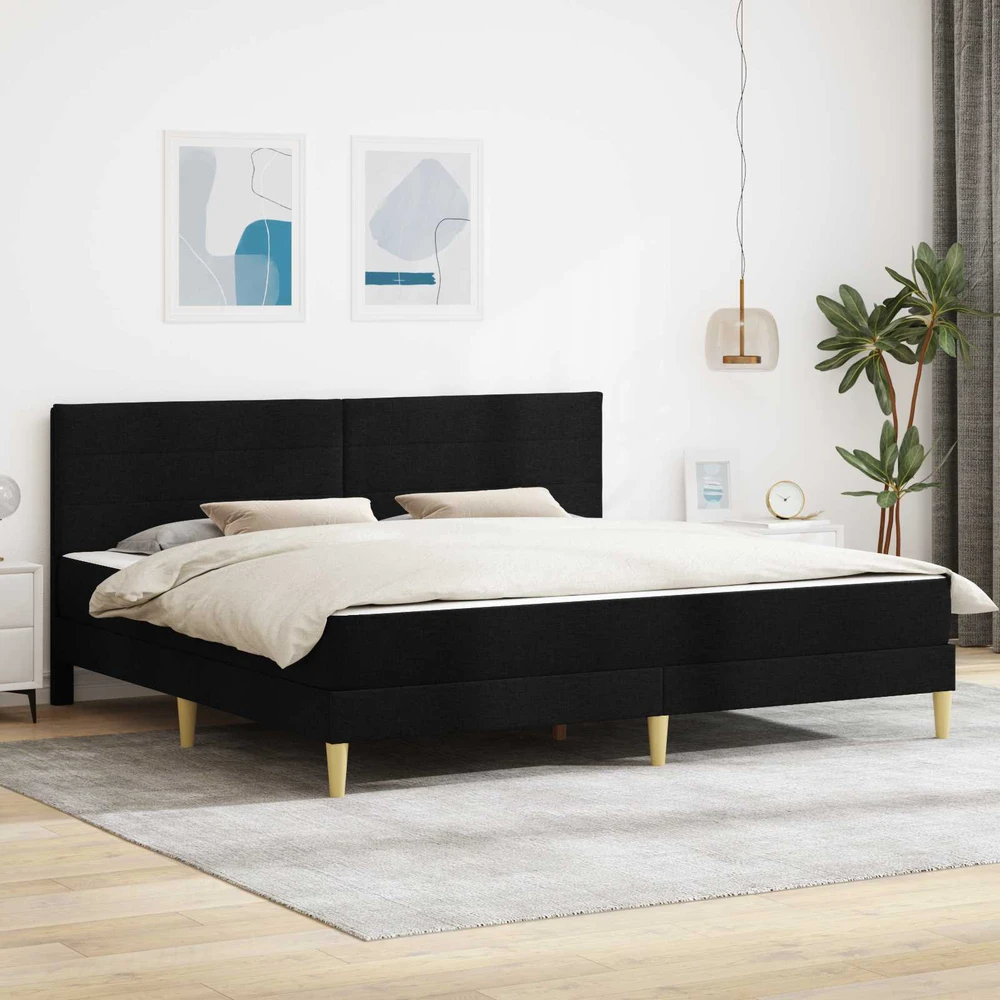 Lovos rėmas su čiužiniu Juodas 180 x 200 cm audinys