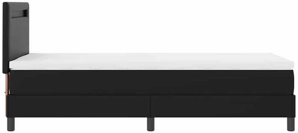 Kiemas lova su LED juostelėmis Juoda 90 x 190 cm Dirbtinė oda