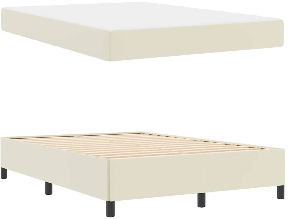 Lovos rėmas su čiužiniu Kreminė 160 x 200 cm audinys