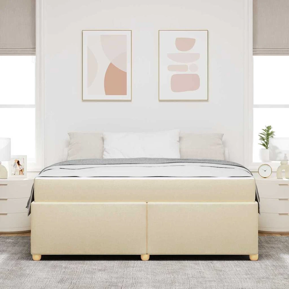 Lovos rėmas su čiužiniu Kreminė 180 x 200 cm audinys