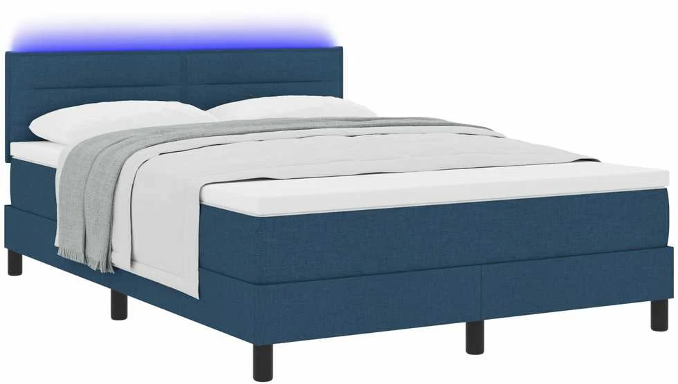 Kiemas lova su LED juostelėmis Mėlyna 140 x 190 cm audinys