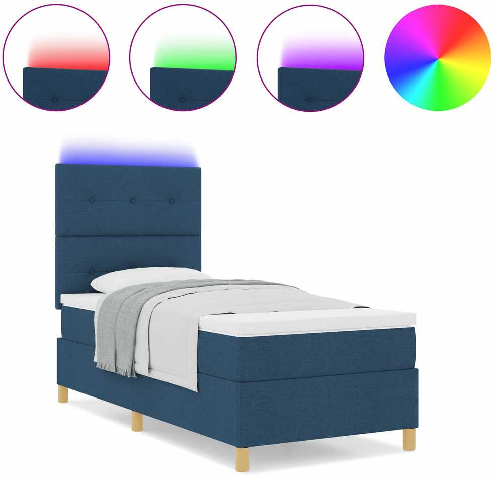 LED Čiužinio Lova su galvūgalio Mėlyna 90 x 200 cm audinys