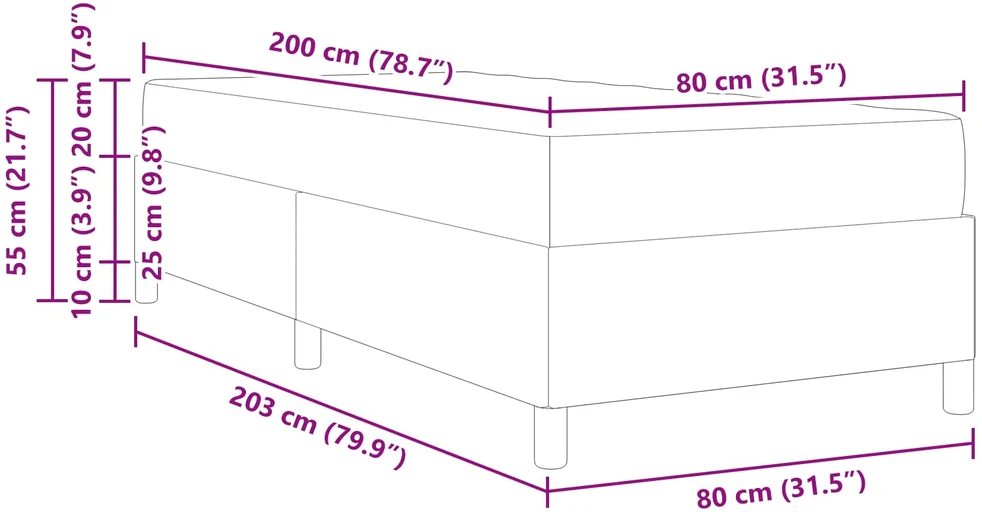 Lova Lovos rėmas su čiužiniu Pilka 80 x 200 cm audinys
