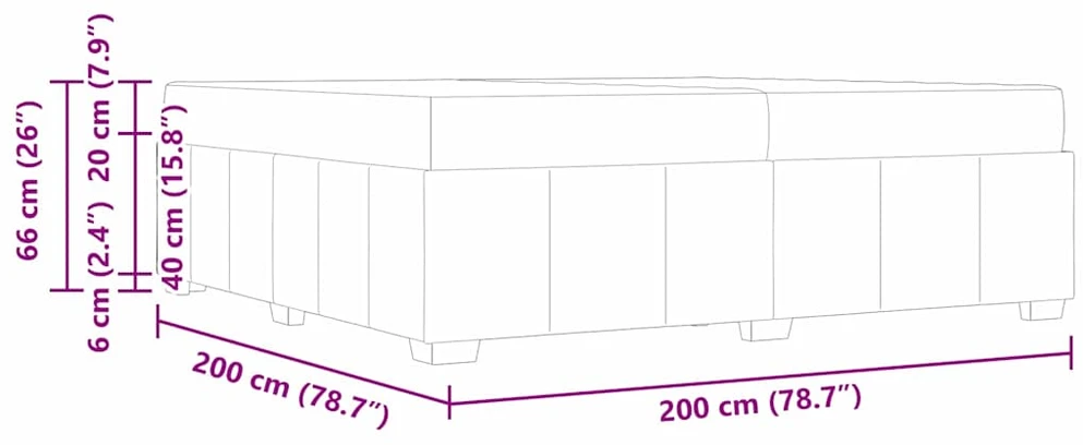 Lovos rėmas su čiužiniu Šviesiai pilka 200 x 200 cm audinys